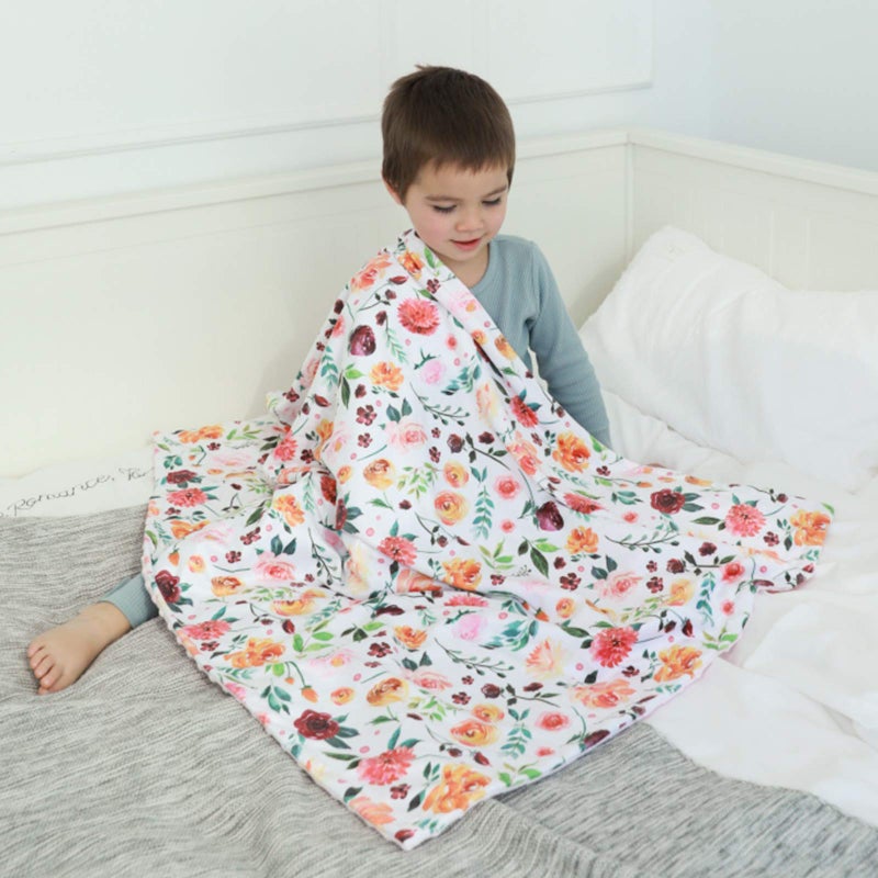 BORITAR Baby Blanket for Girls Super Soft Double Layer Minky with Dotted Backing, Receiving Blanket with Elegant Floral Multicolor Printed Blanket 30 x 40 Inch(75x100cm) - Image 5